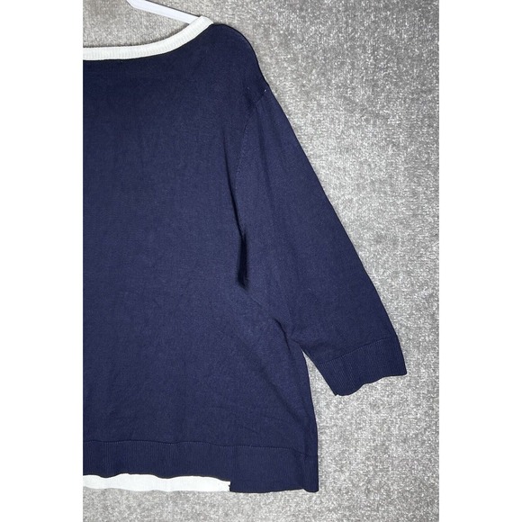 CJ Banks 3/4 Sleeve Asymmetrical Button Accent Knit Sweater Womens Size‎ 1X Blue - Picture 8 of 11